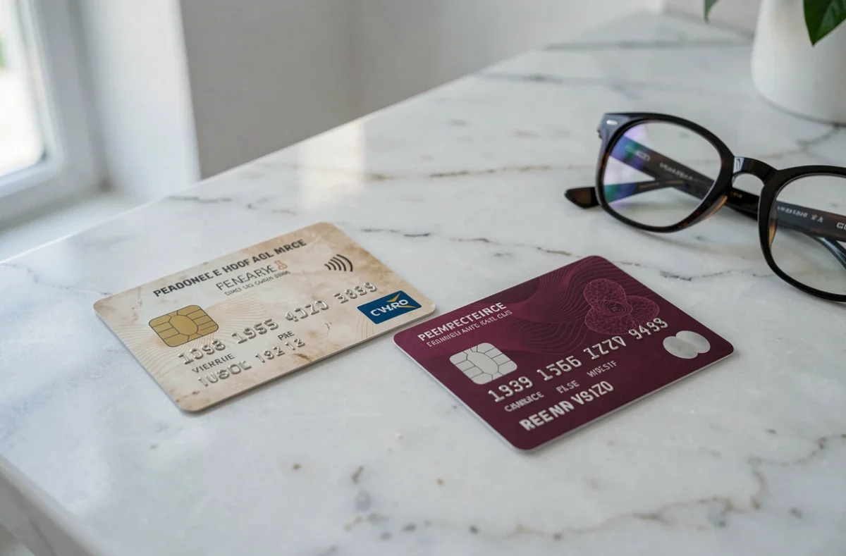Comparaison entre une ancienne et une nouvelle carte nationale d'identité française posées sur une surface en marbre