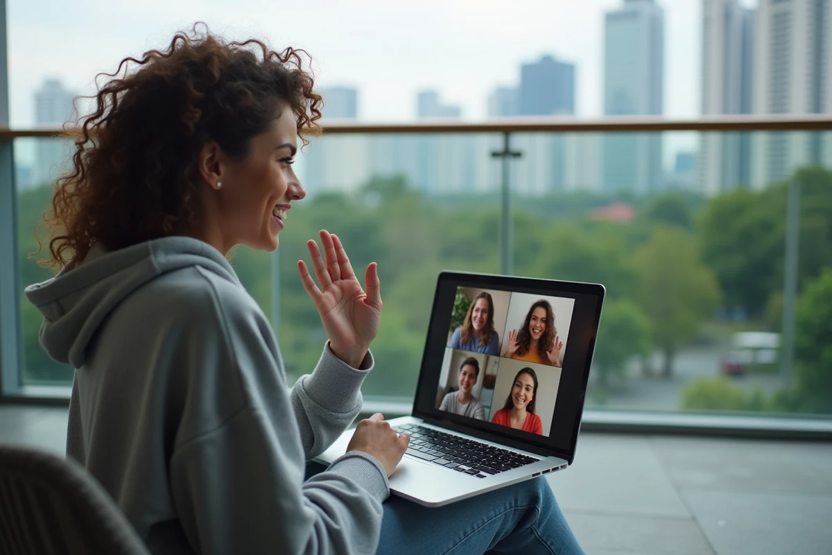 Jeune femme saluant lors d